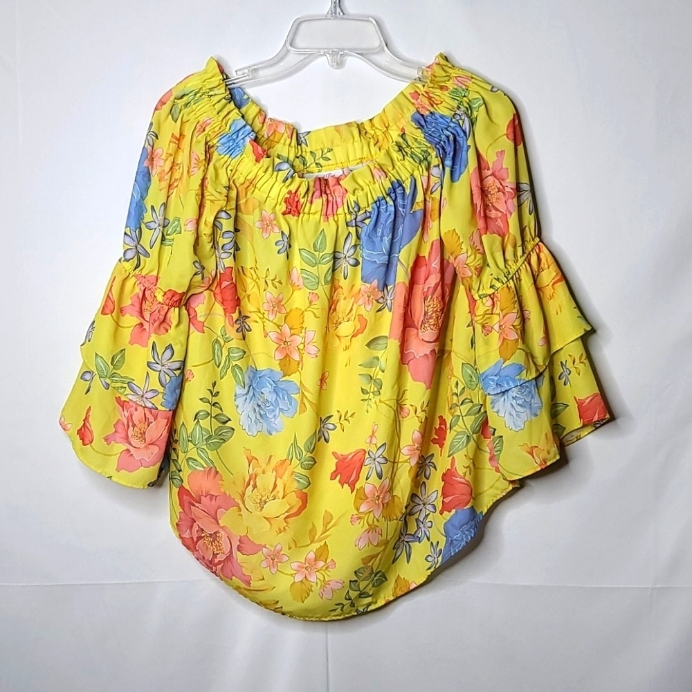 Sweet Pea NYC Staci Gratiot ruffle bell sleeve top